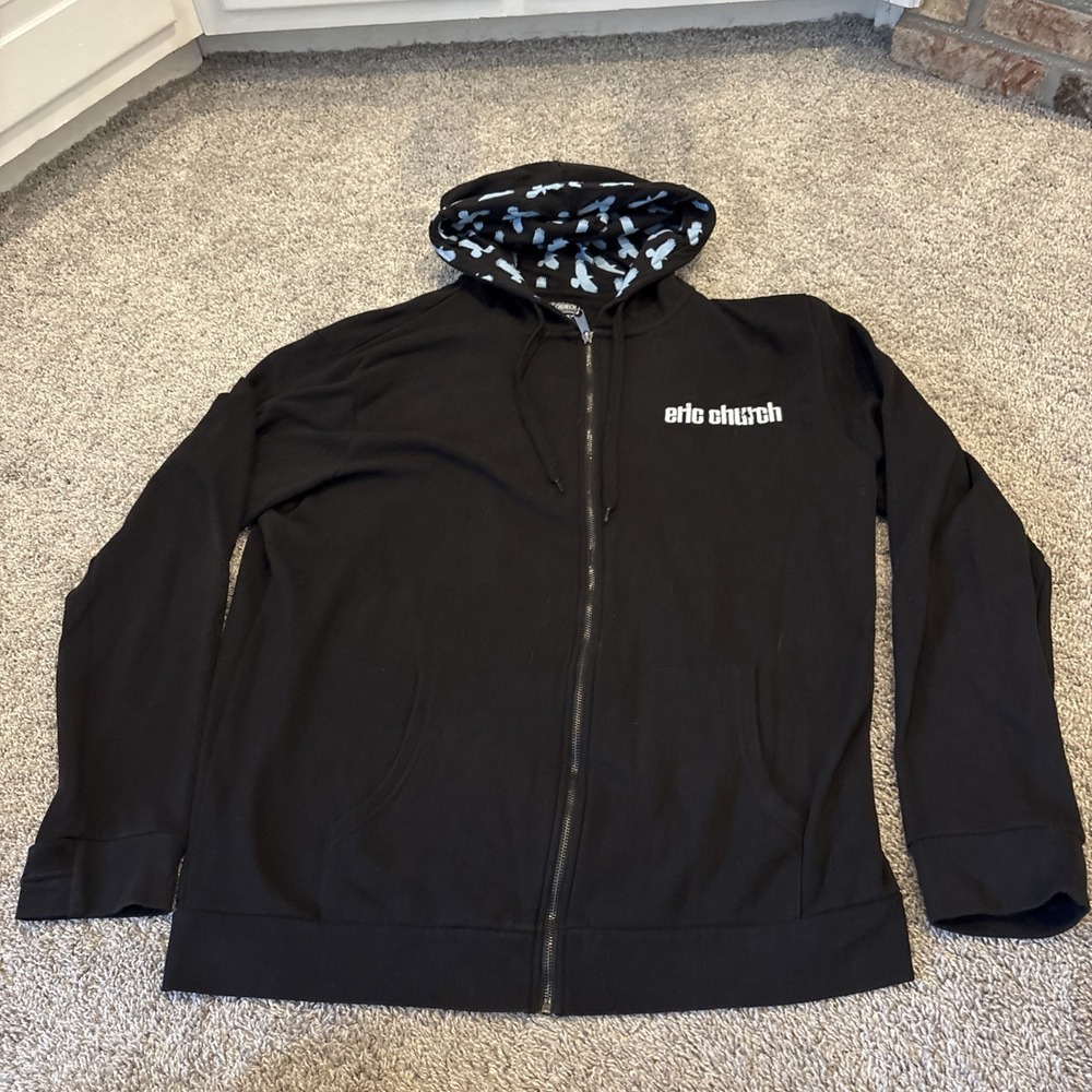 Eric Church Hoodie Mens 3XL Black Full Zip Heart & Soul Graphic Tour Concert